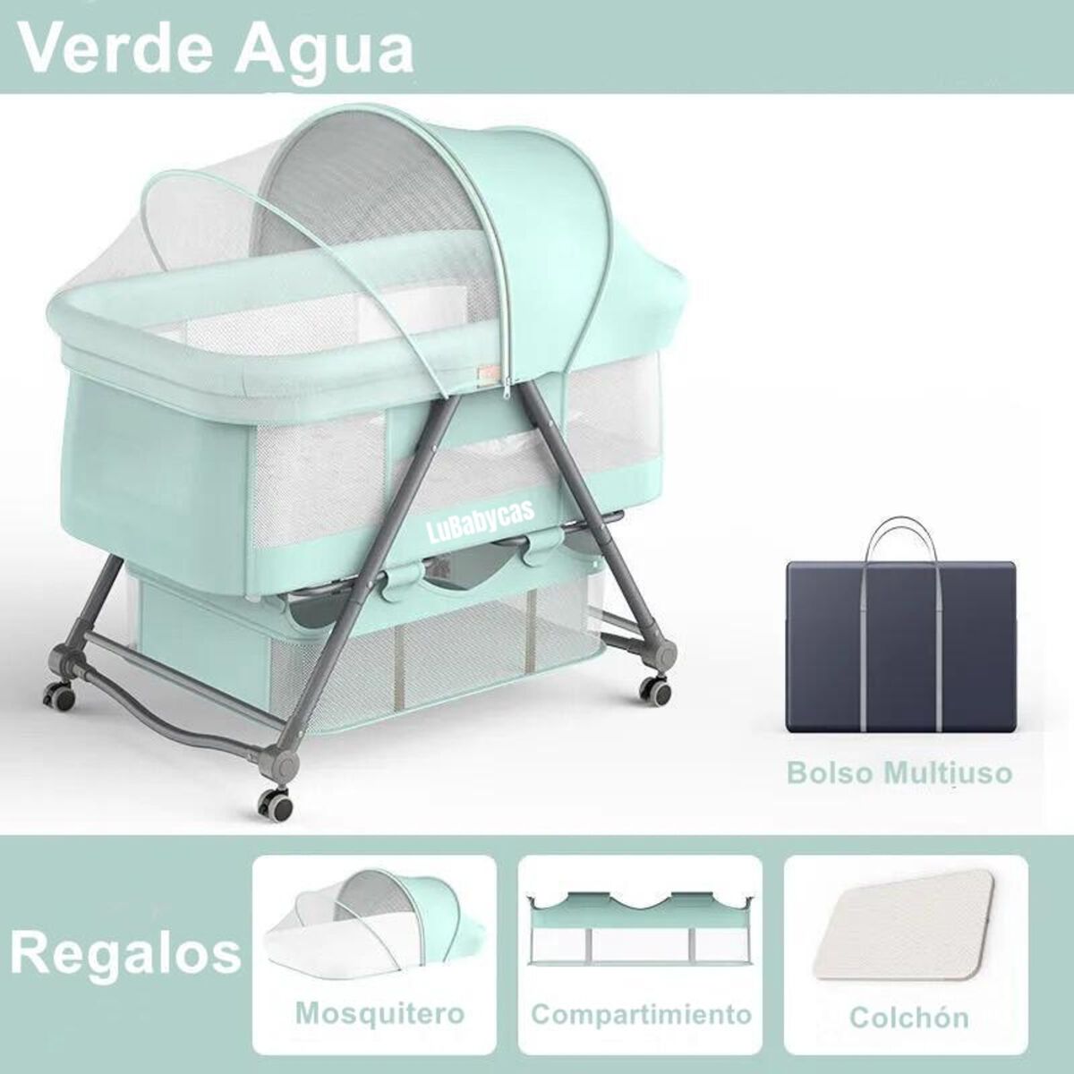 Cuna Bebé con Accesorios Verde By Lubabycas