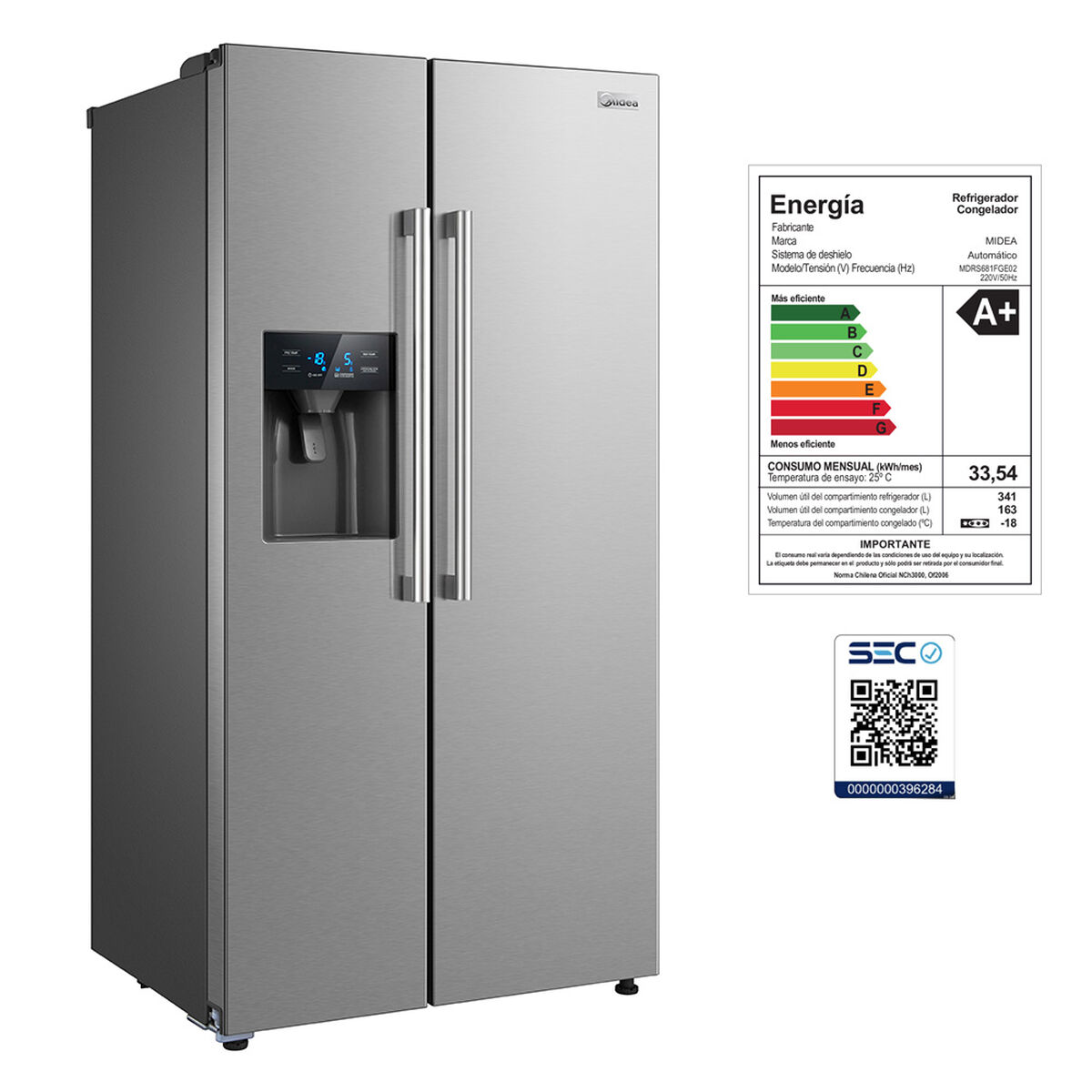 Refrigerador Side by Side Midea MDRS681FGE02 504 lts