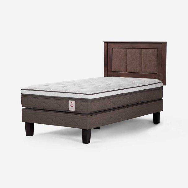 Cama Europea Rosen 1,5 Plazas New Style 6 + Respaldo Rachel