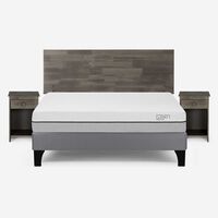 Cama Europea Rosen 2 Plazas Pratta + Respaldo + 2 Veladores Tabor Grafito