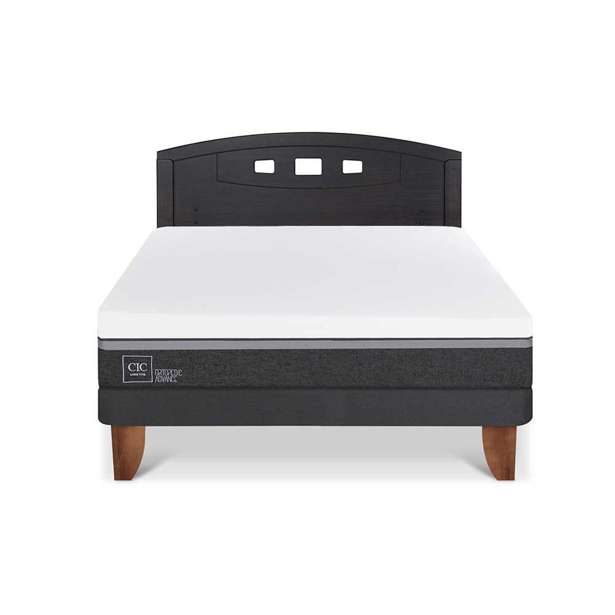 Cama Europea CIC 2 Plazas Ortopedic Advance + Respaldo Gales Negro