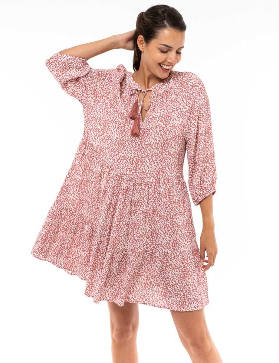 Vestido Corto Estampado Manga 3/4 Mujer Alma