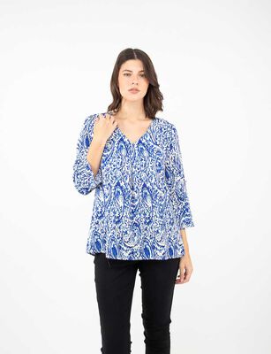 Imagen 1 del producto Blusa Estampada Manga Larga Mujer Zibel Azul, Crudo, Negro