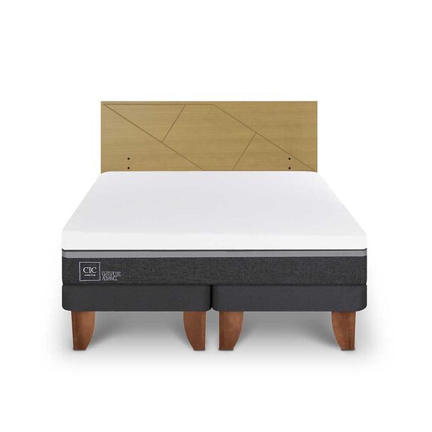 Cama Europea CIC Base Dividida 2 Plazas Ortopedic Advance + Respaldo Villarrica Mostaza