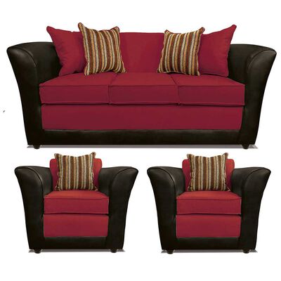 Juego de Living Elegant Detail Minesota Sofá 3 Cuerpos + Dos Sillones 1 Cuerpo Rojo