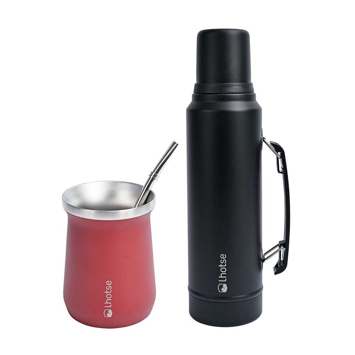 Pack Termo + Mate Lhotse Classic 1,3 lts. Negro y Rojo