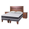 Cama Europea CIC Base Dividida 2 Plazas Ortopedic + Respaldo + 2 Veladores Milan + 2 Almohadas