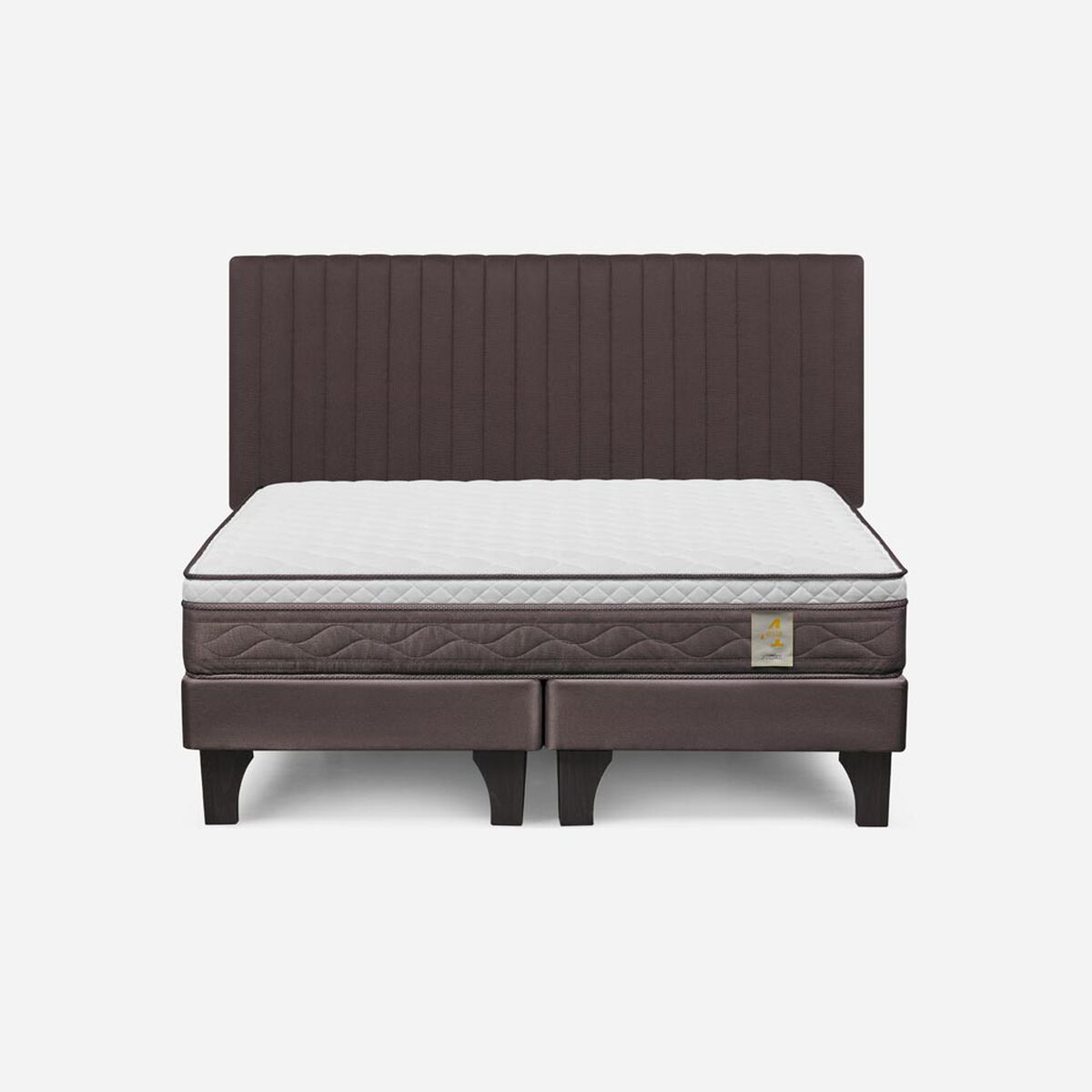 Cama Europea Rosen 2 Plazas New Style 4 + Respaldo Café