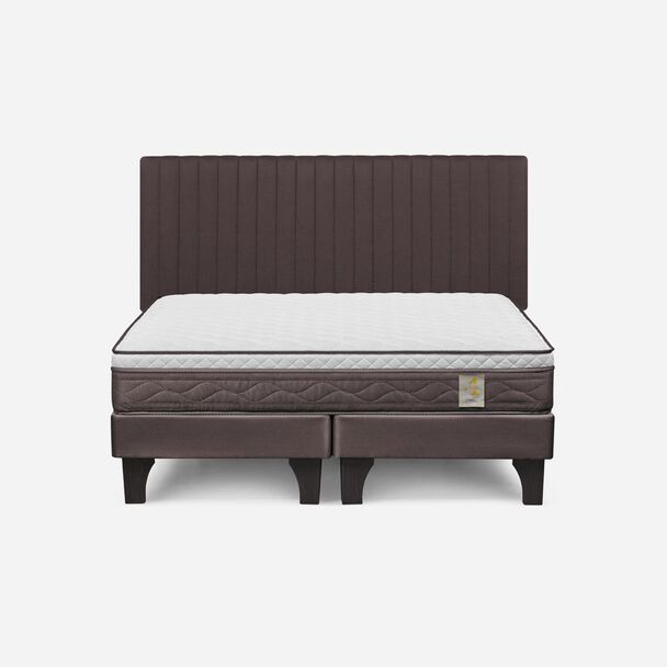 Cama Europea Rosen 2 Plazas New Style 4 + Respaldo Café