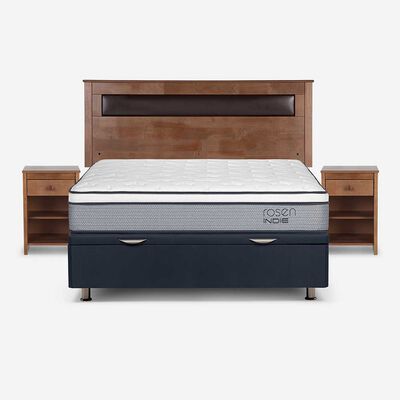 Imagen 1 del producto Boxet Rosen 2 Plazas Indie + Respaldo + 2 Veladores Ferrara