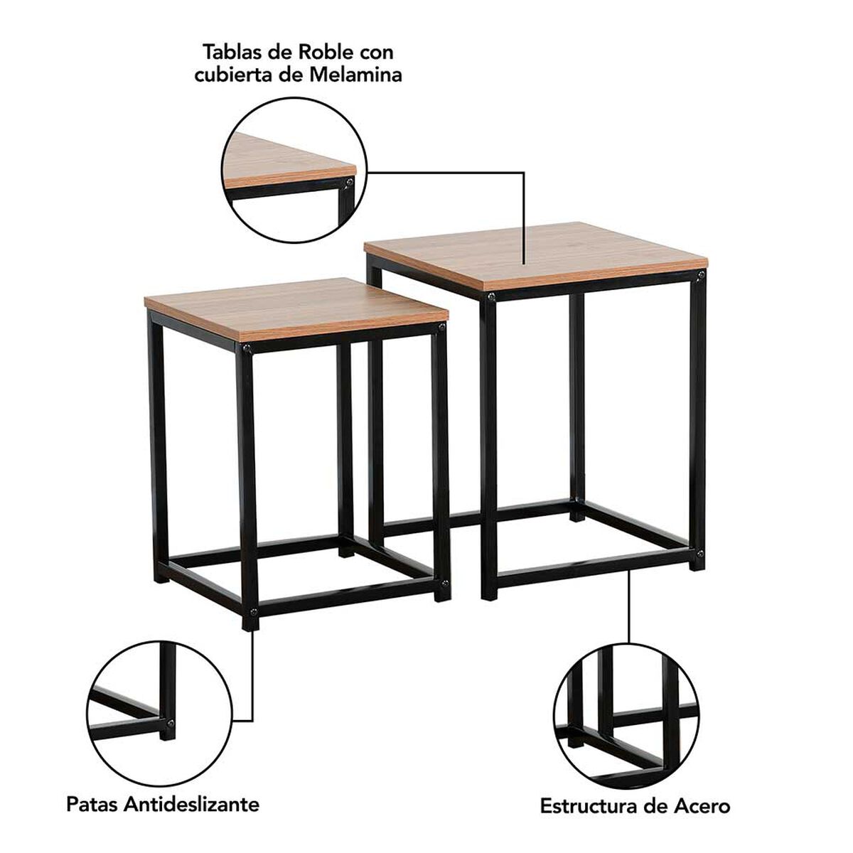 Set Mesas Laterales Novahus Roble