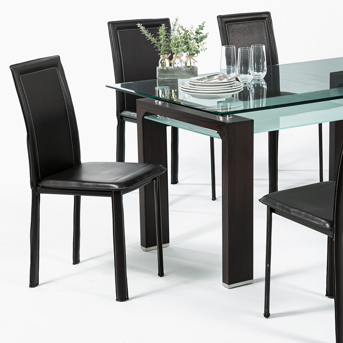 Juego de Comedor Spazzio New Prisma Nogal 6 Sillas
