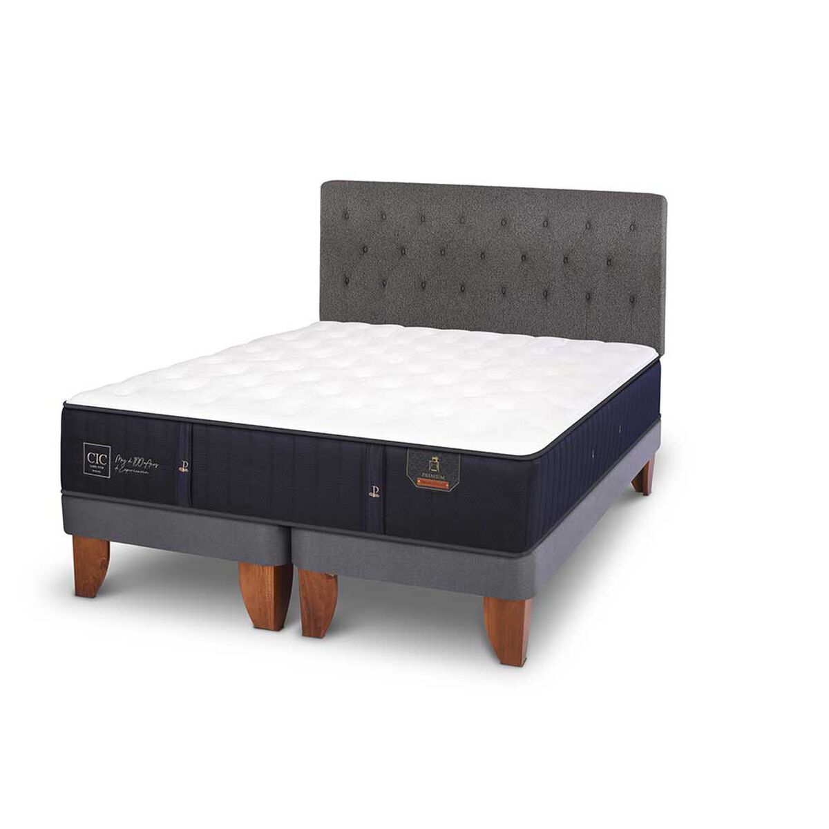 Cama Europea CIC Base Dividida King Premium + Respaldo Kavery