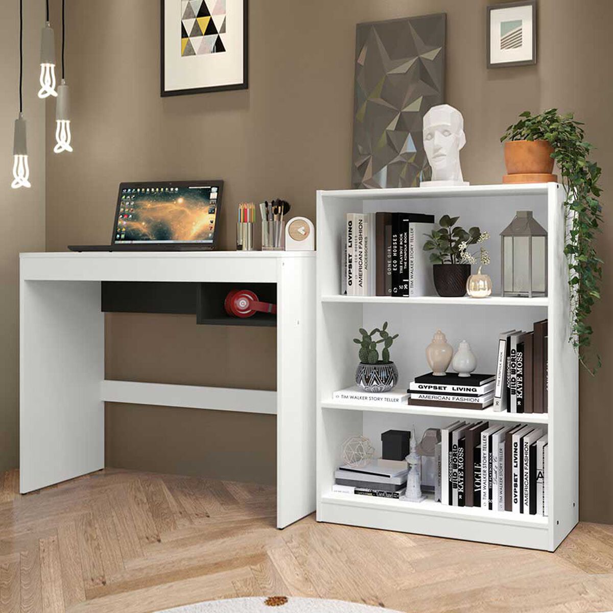 Escritorio + Estante Vekkahome Rubi Café