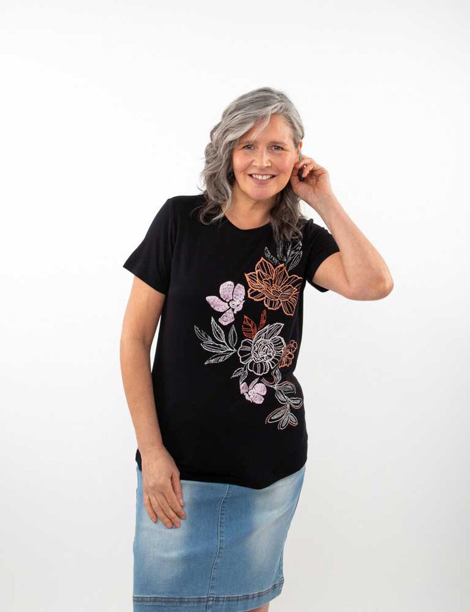 Polera Con Estampado Manga Corta Mujer Portman Club