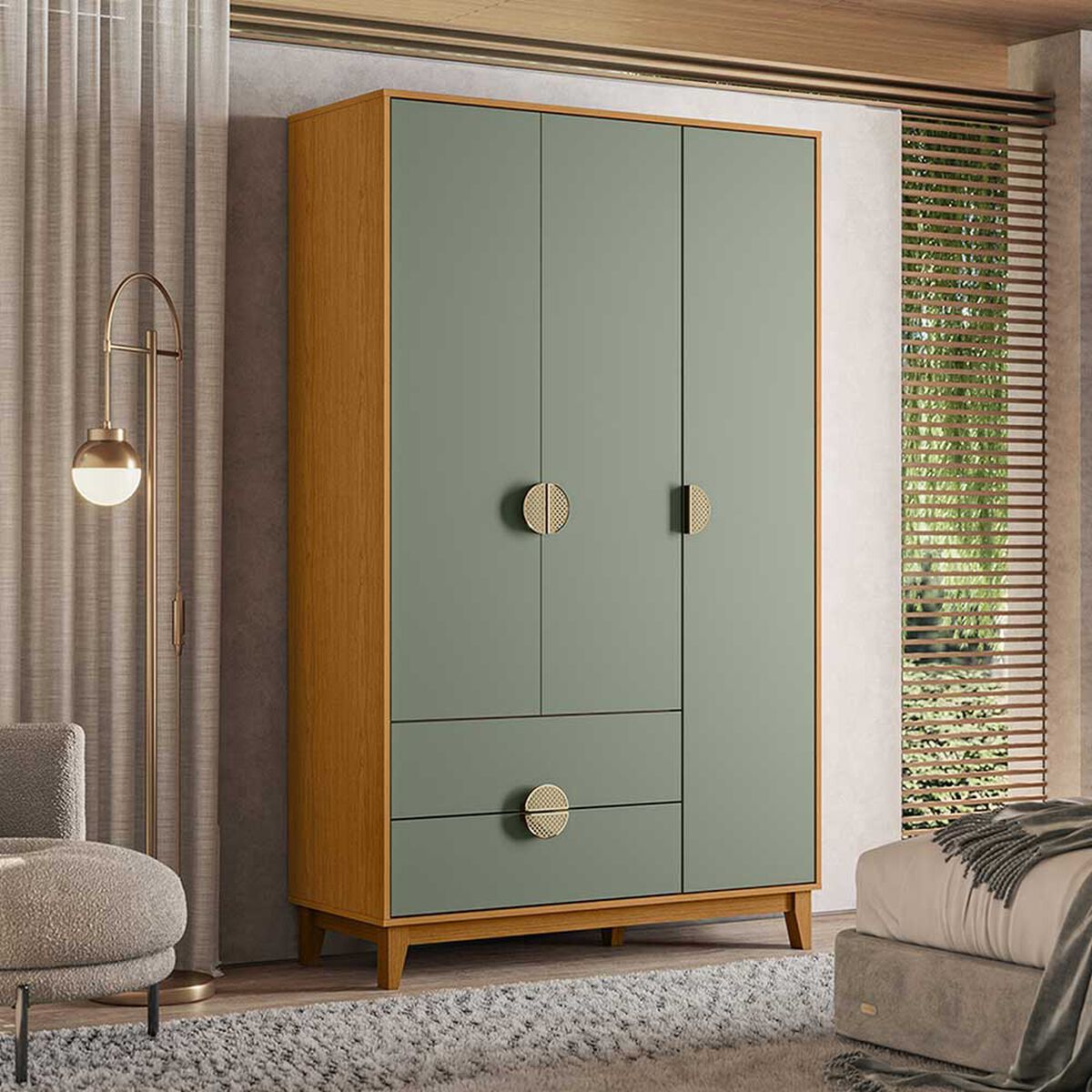 Clóset Vekkahome Ipe 3 Puertas 2 Cajones Gris Café
