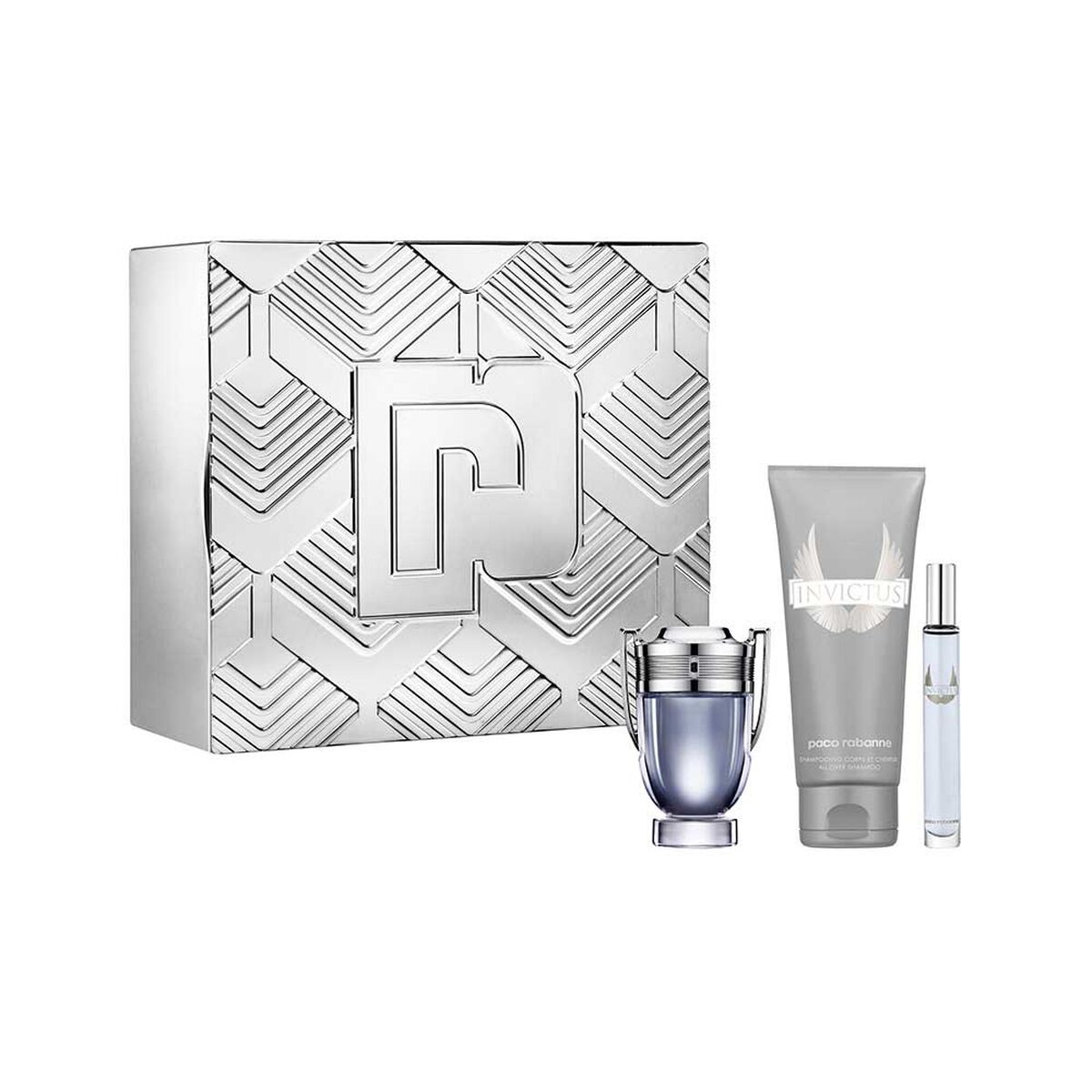 Set de Perfume Paco Rabanne Invictus EDT 50 ml +  Shower Gel 100 + Miniatura 10 ml