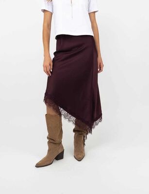 Imagen 1 del producto Falda Midi Asimétrica Mujer Zibel Burdeo