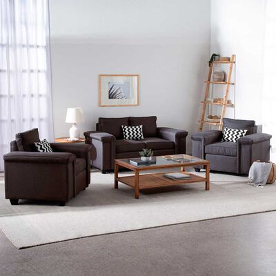Imagen 1 del producto Juegos de Living Mons Sicilia Sofá 2 Cuerpos + Dos Sillones 1 Cuerpo Chocolate