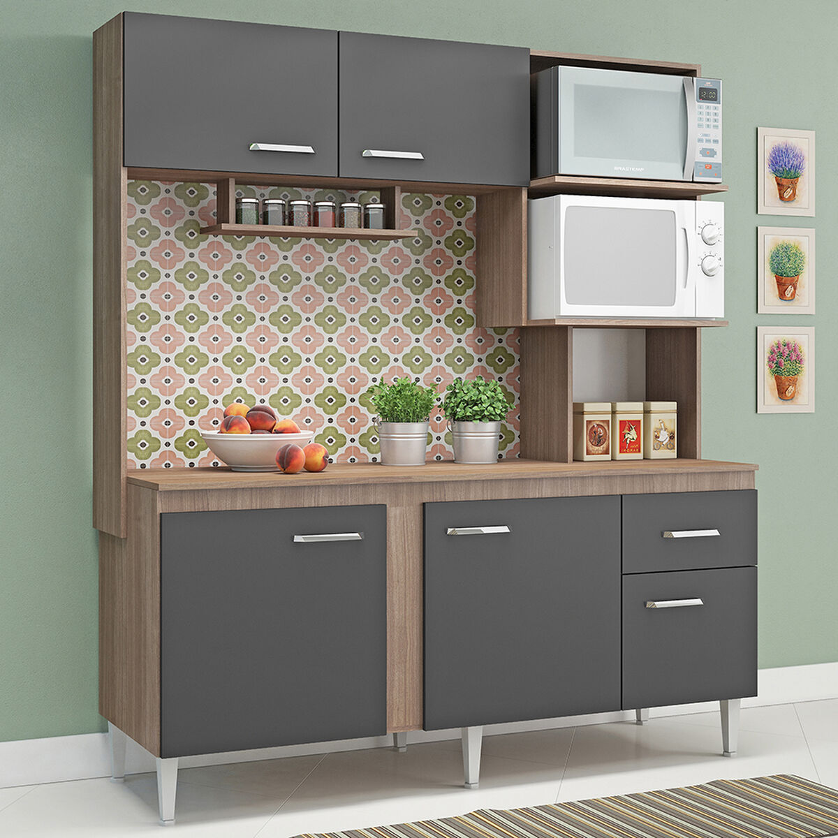 Kit Cocina Vekkahome Sevilha 5 Puertas Gris