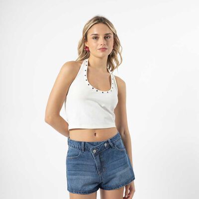 Polera Crop Sin Manga Mujer Icono