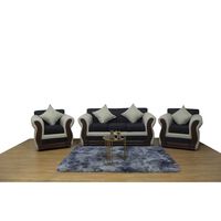 Juego de Living Almore Emilia Sofá 3 Cuepos + Dos Sillones 1 Cuerpo Beige Negro