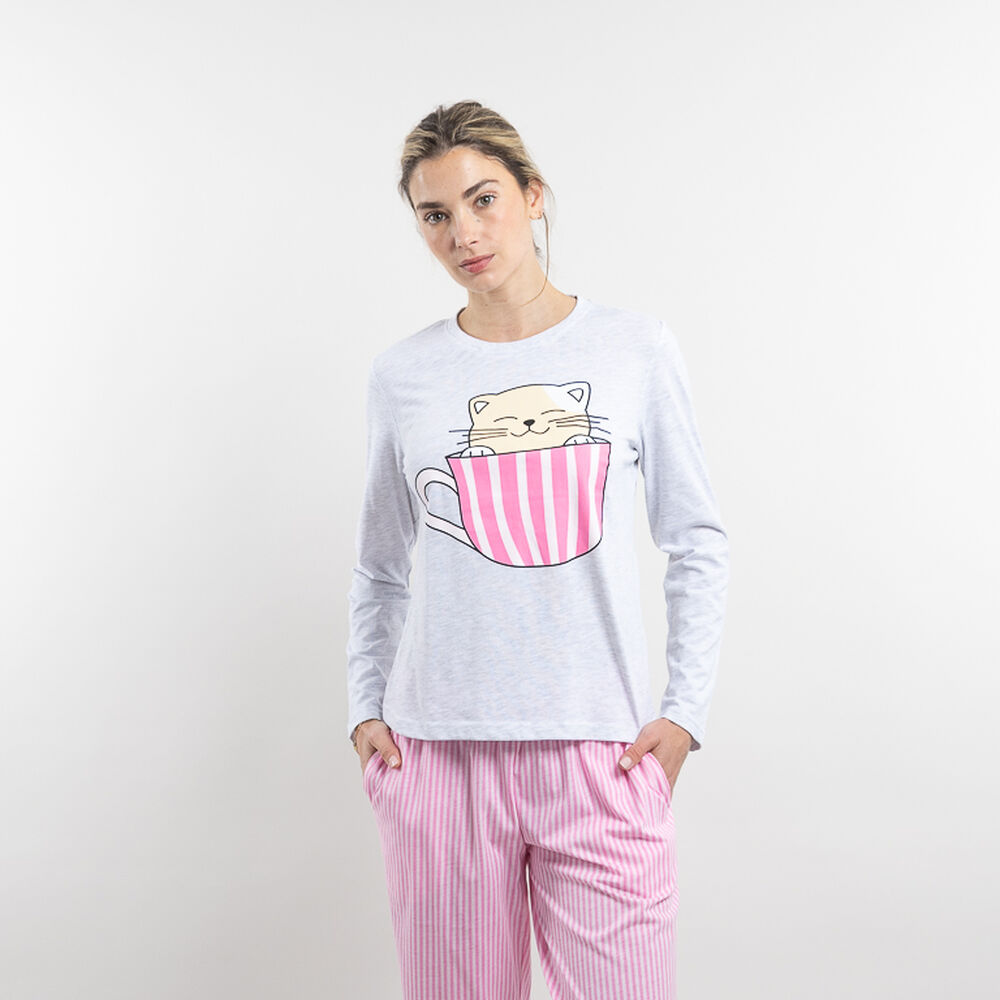 Pijama Manga Larga a Rayas Jersey Mujer Icono