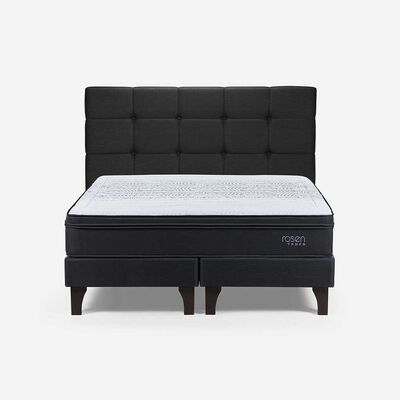 Imagen 1 del producto Cama Europea Rosen Base Dividida 2 Plazas Tempo + Respaldo Issey Grafito