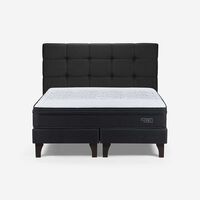 Cama Europea Rosen Base Dividida 2 Plazas Tempo + Respaldo Issey Grafito