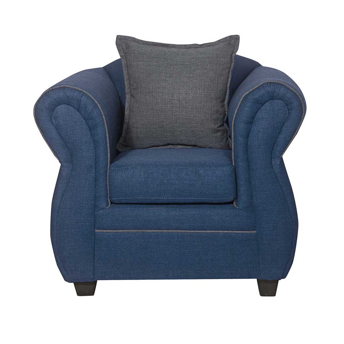 Juego de Living Black Factory Emili Sofá 3 Cuerpos + Dos Sillones 1 Cuerpo Azul