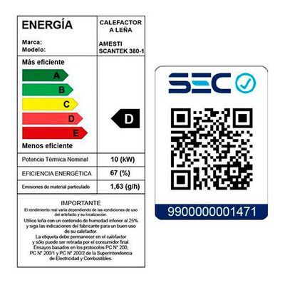 Imagen 2 del producto Calefactor a Leña Amesti Scantek 380 Gris