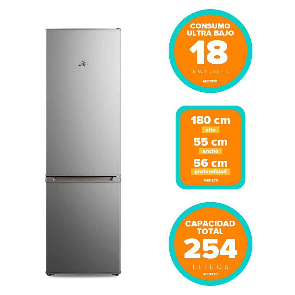 Refrigerador Mademsa MED270 Bottom Freezer 262 lts.