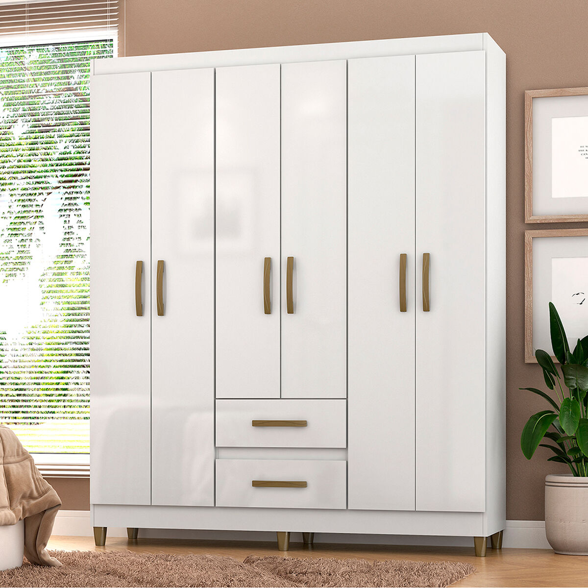 Clóset Vekkahome Coimbra 6 Puertas 2 Cajones Blanco