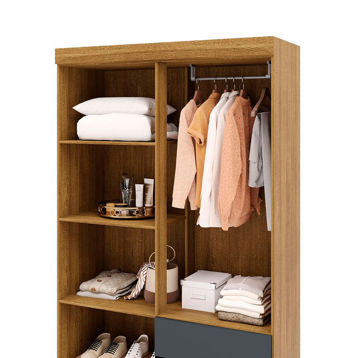 Closet Vekkahome Americano 4 Puertas 2 Cajones Gris