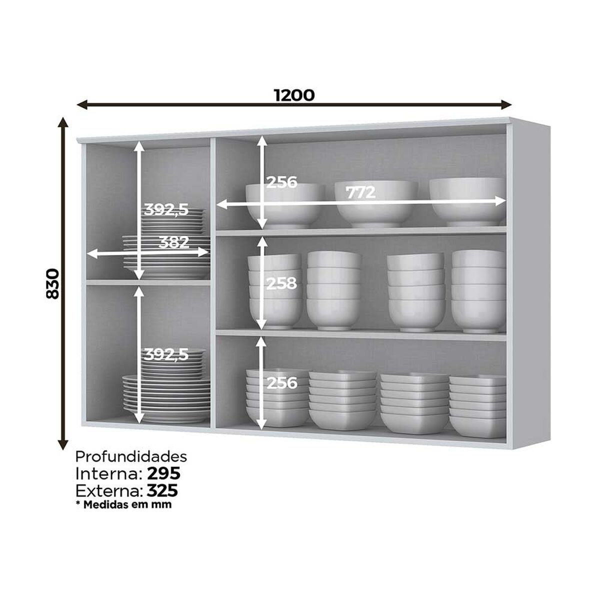 Mueble de Cocina Aereo Home Mobili Tulum 3 Puertas Blanco