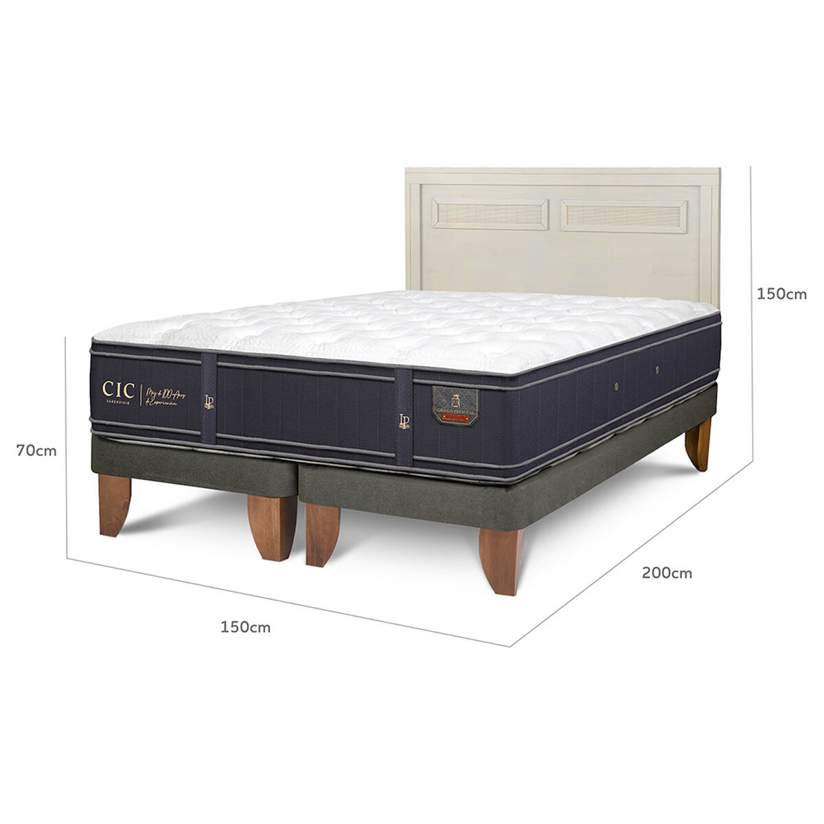 Cama Europea CIC Base Dividida 2 Plazas Grand Premium + Respaldo Milan Alpino