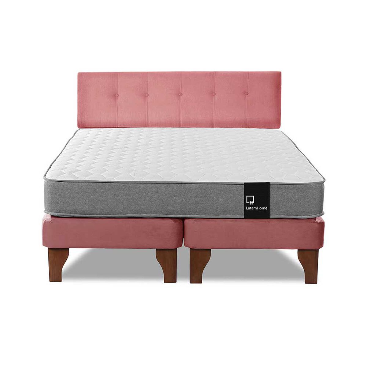 Cama Europea Latam Home Base Dividida 2 Plazas Zen Best Palo Rosa + Respaldo