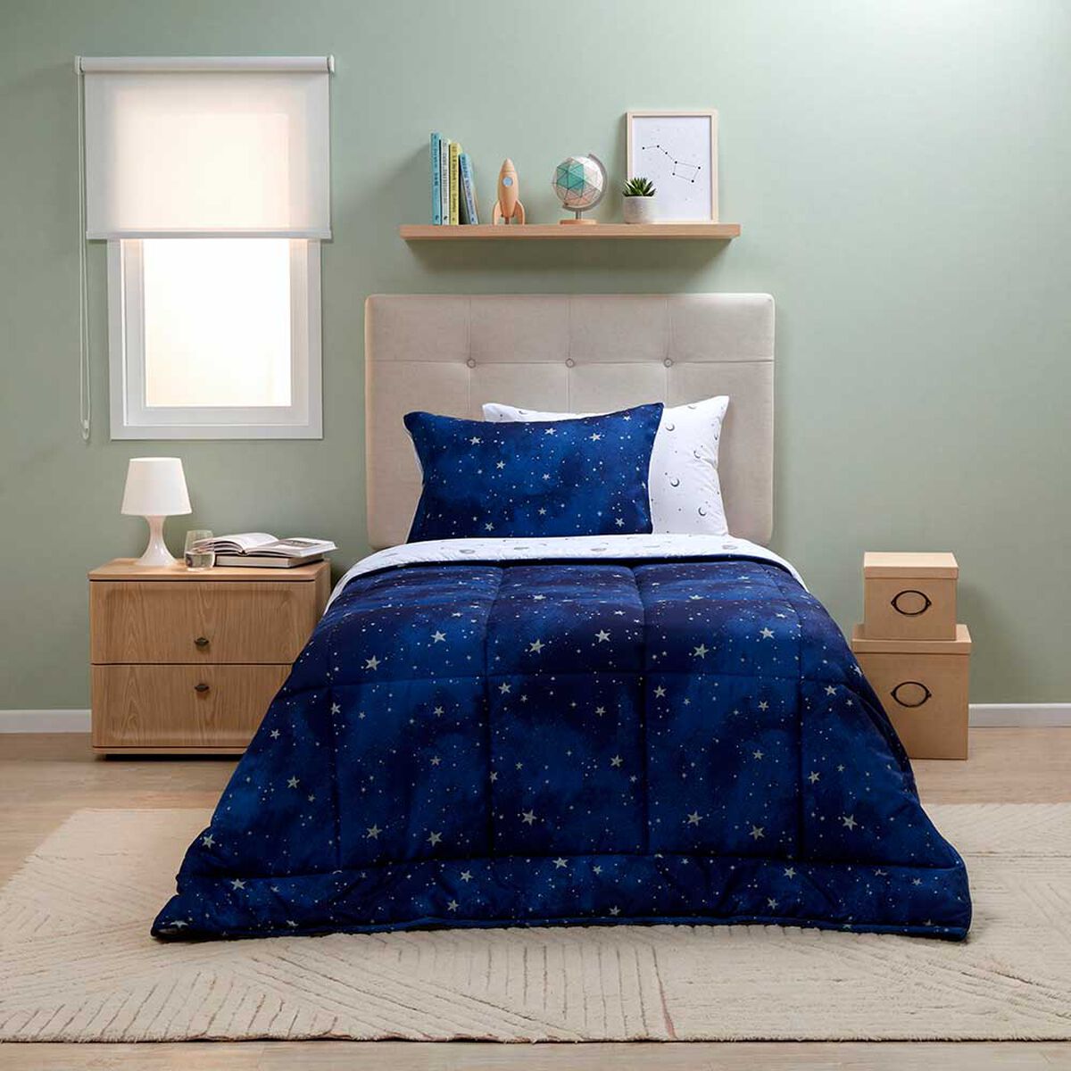 Plum&oacute;n Rosen 1,5 Plazas Kids Astro Azul/Dorado