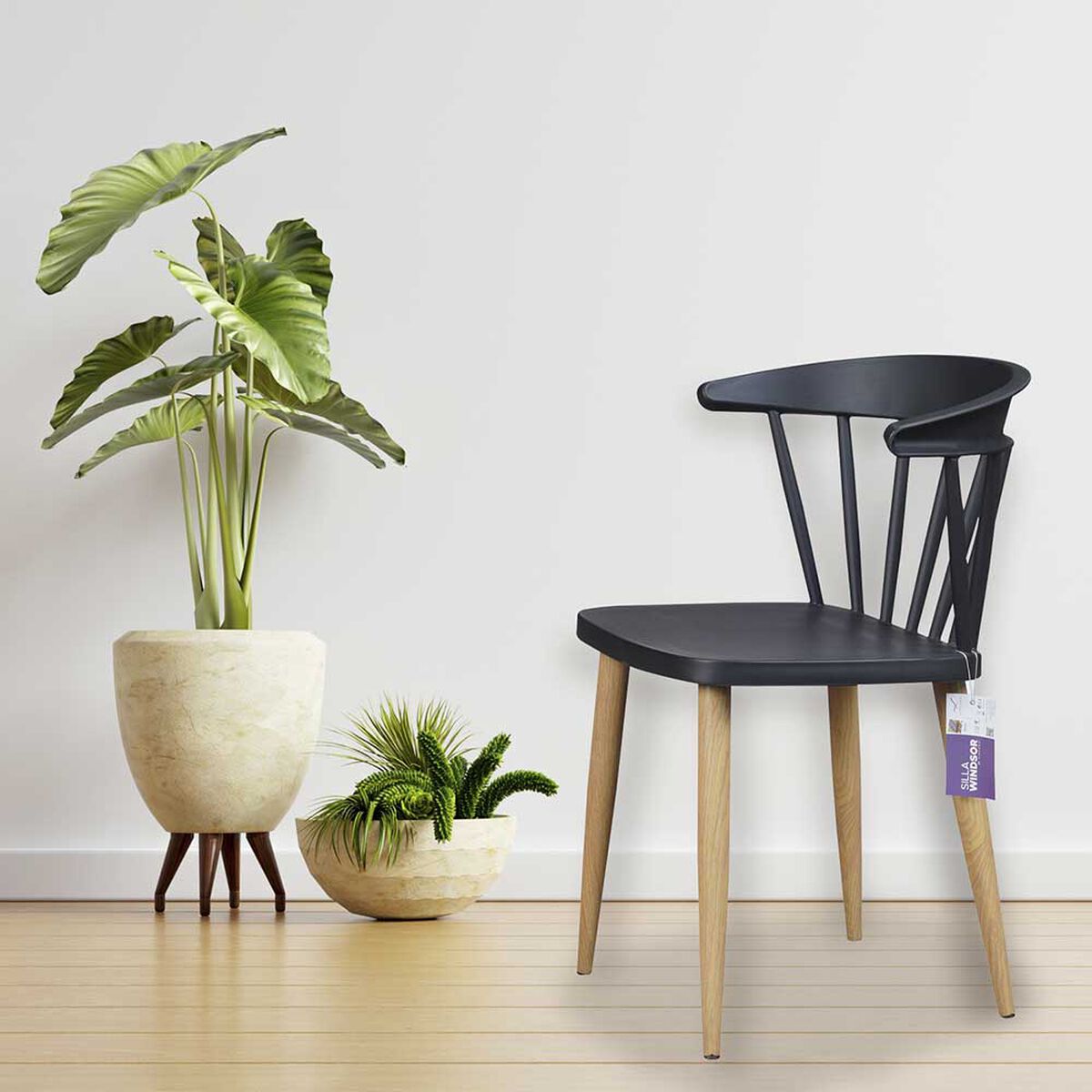 Pack 4 Sillas de Comedor Vincenzi Madrid Negro