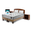 Combo Cama Europea Latam Home 2 Plazas Cannon BD Tela Beige + Textil + Respaldo + 2 Veladores Atlas
