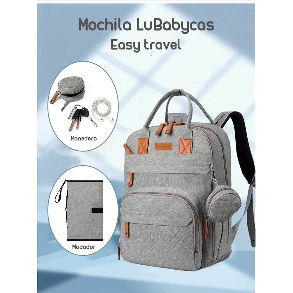 Mochila Maternal con Monedero y Colgador Lubabycas Rosada