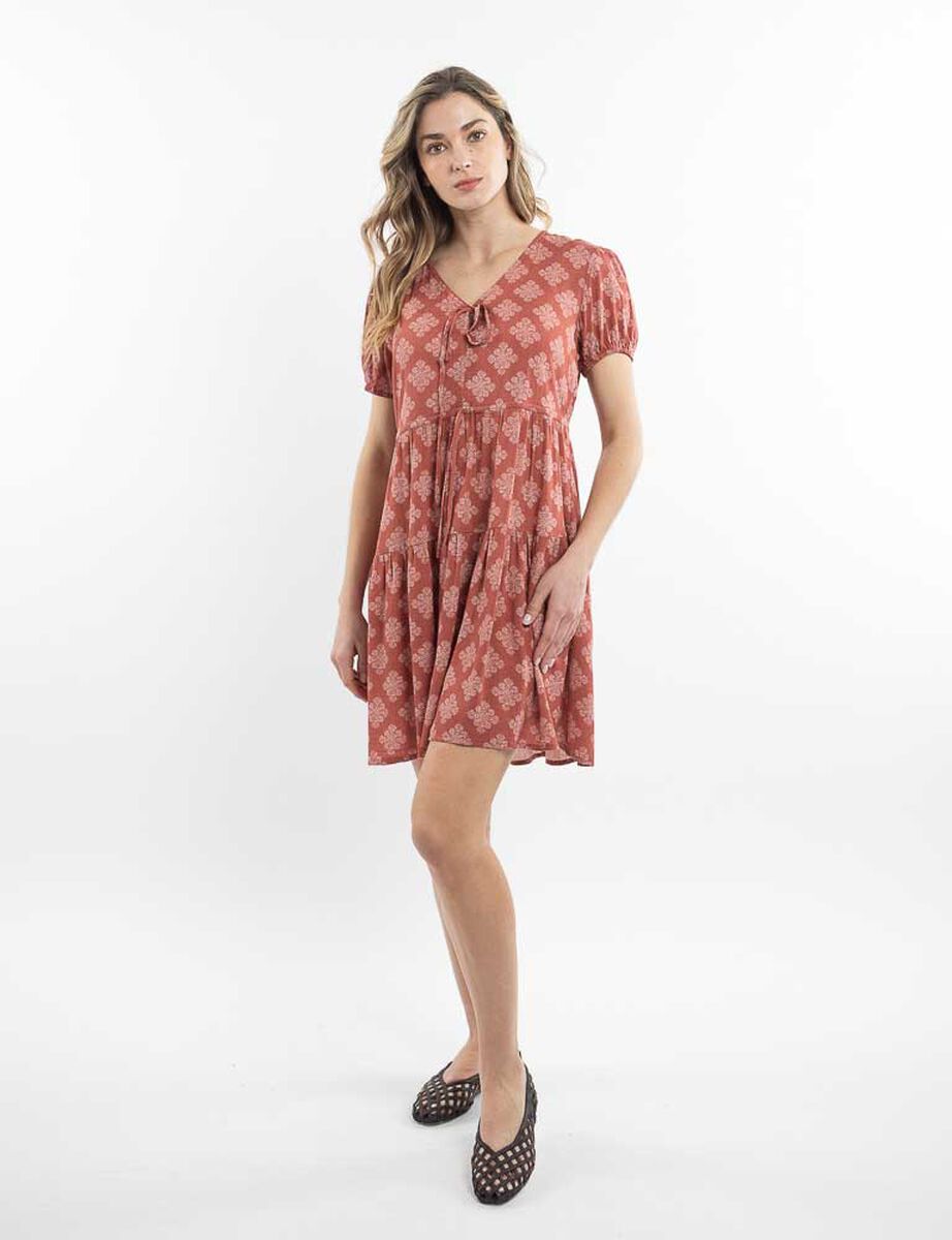 Vestido Estampado Mini Manga Corta Mujer Alma