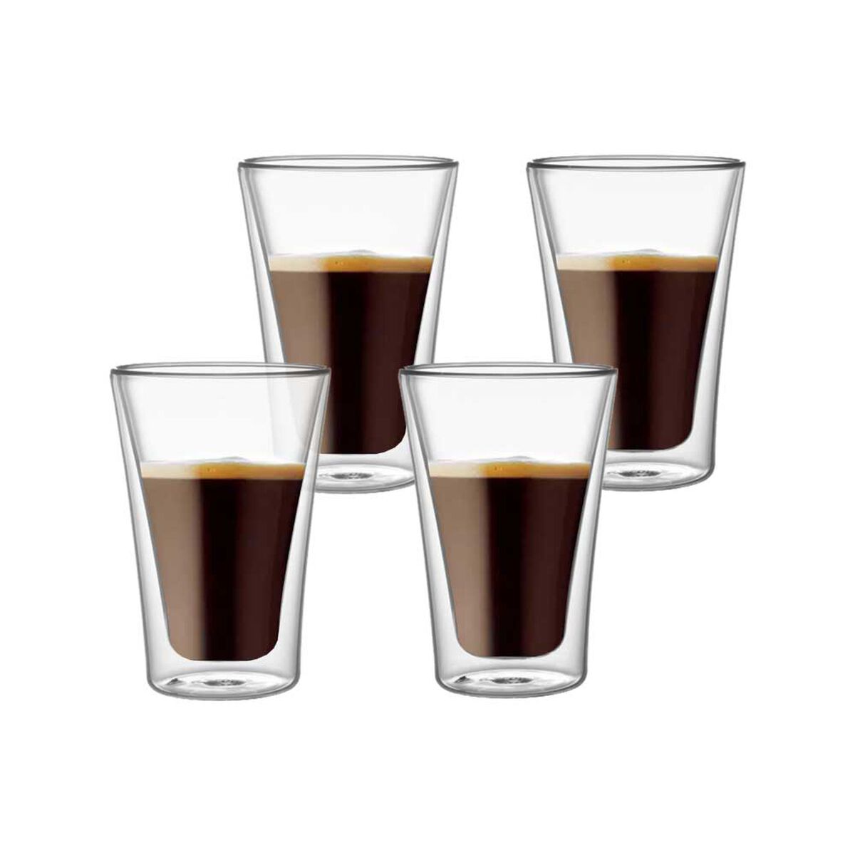 Set 4 Vasos Vidrio Doble Pared Simplit 400 ml