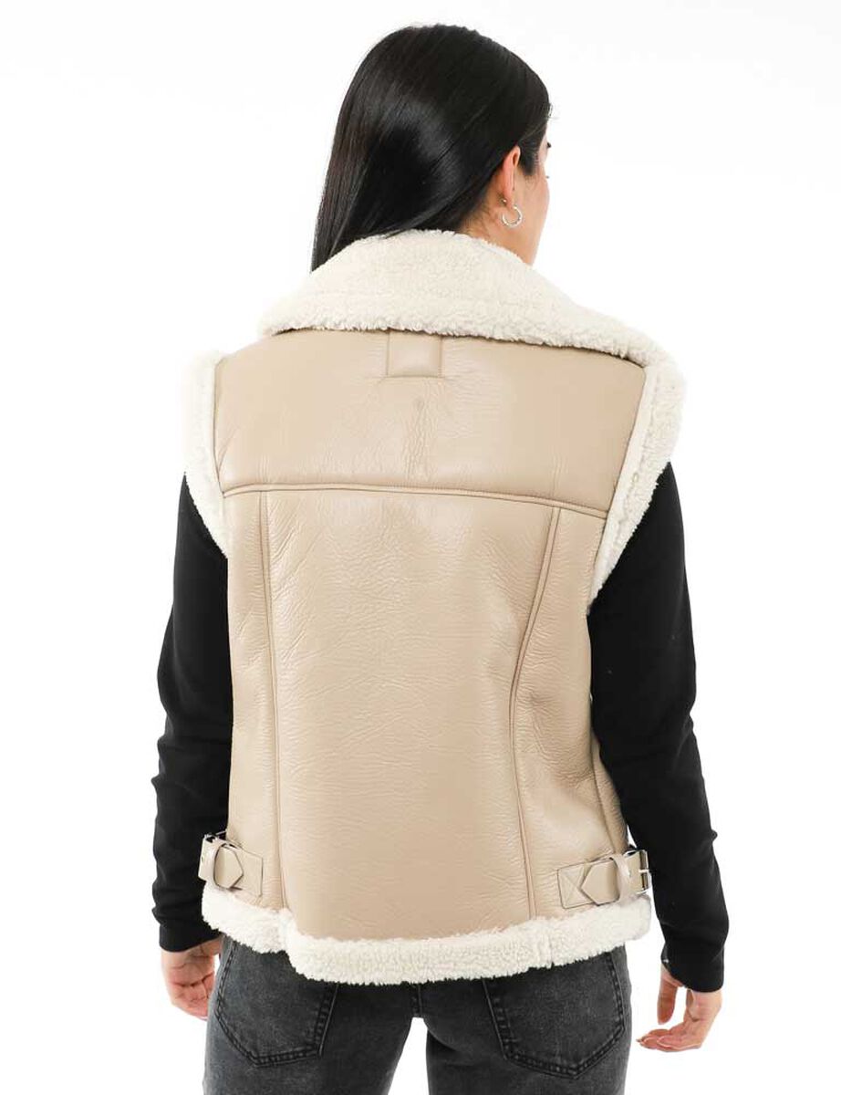 Chaqueta Aviadora Ecocuero Sin Mangas Mujer Icono