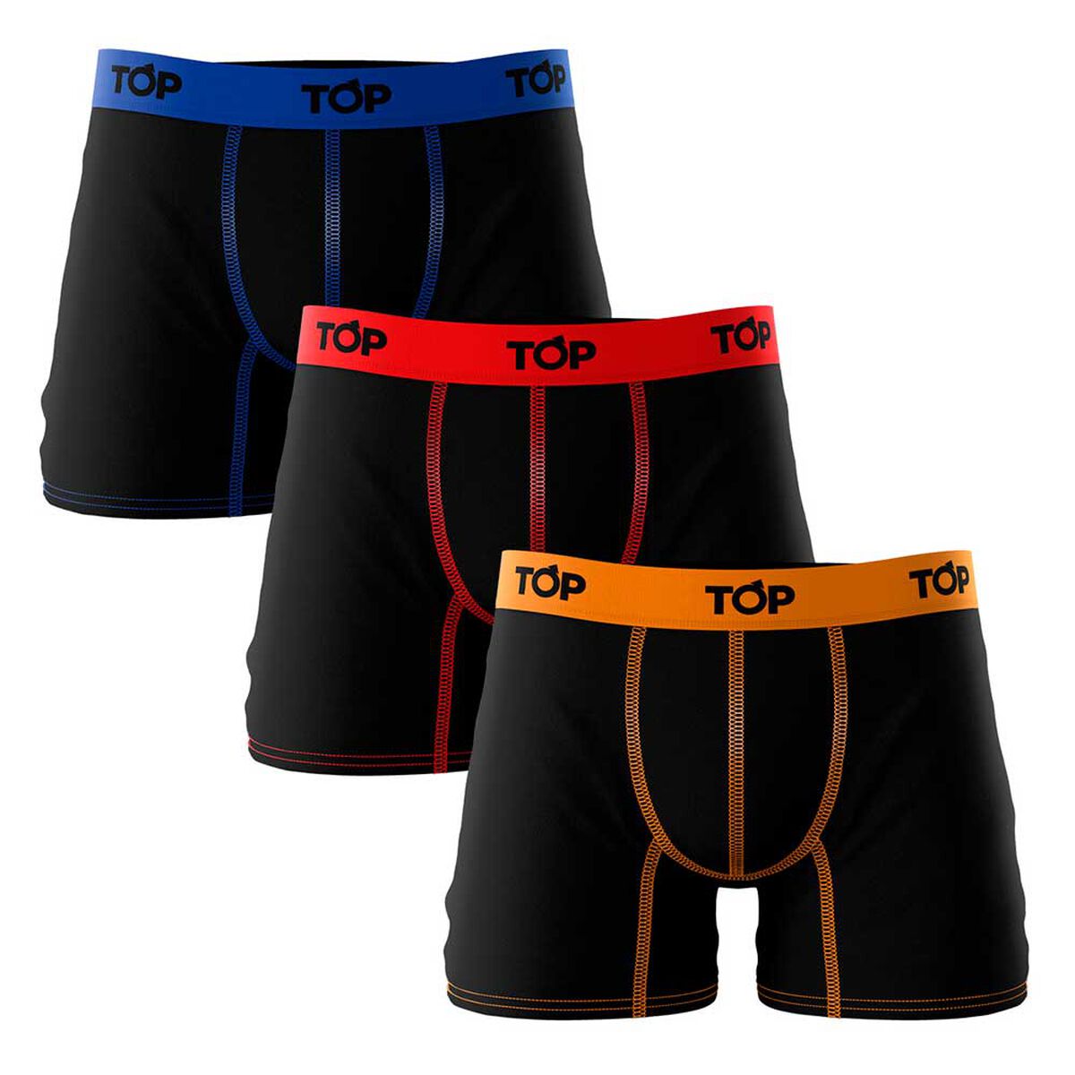 Pack 3 B&oacute;xers Medios Algod&oacute;n Hombre Top