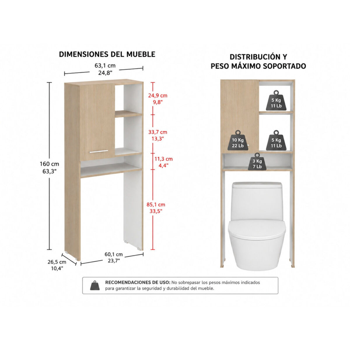 Estante de Ba&ntilde;o Tuhome Bath-26 1 Puerta Cartagena Blanco