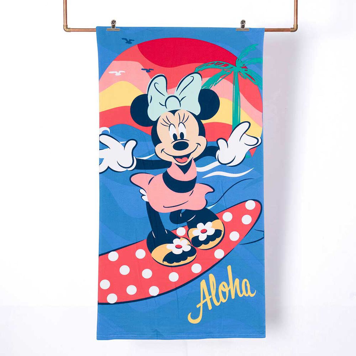Toalla de Playa Infantil con Bolso Disney Aloha Minnie 70 x 140 cm