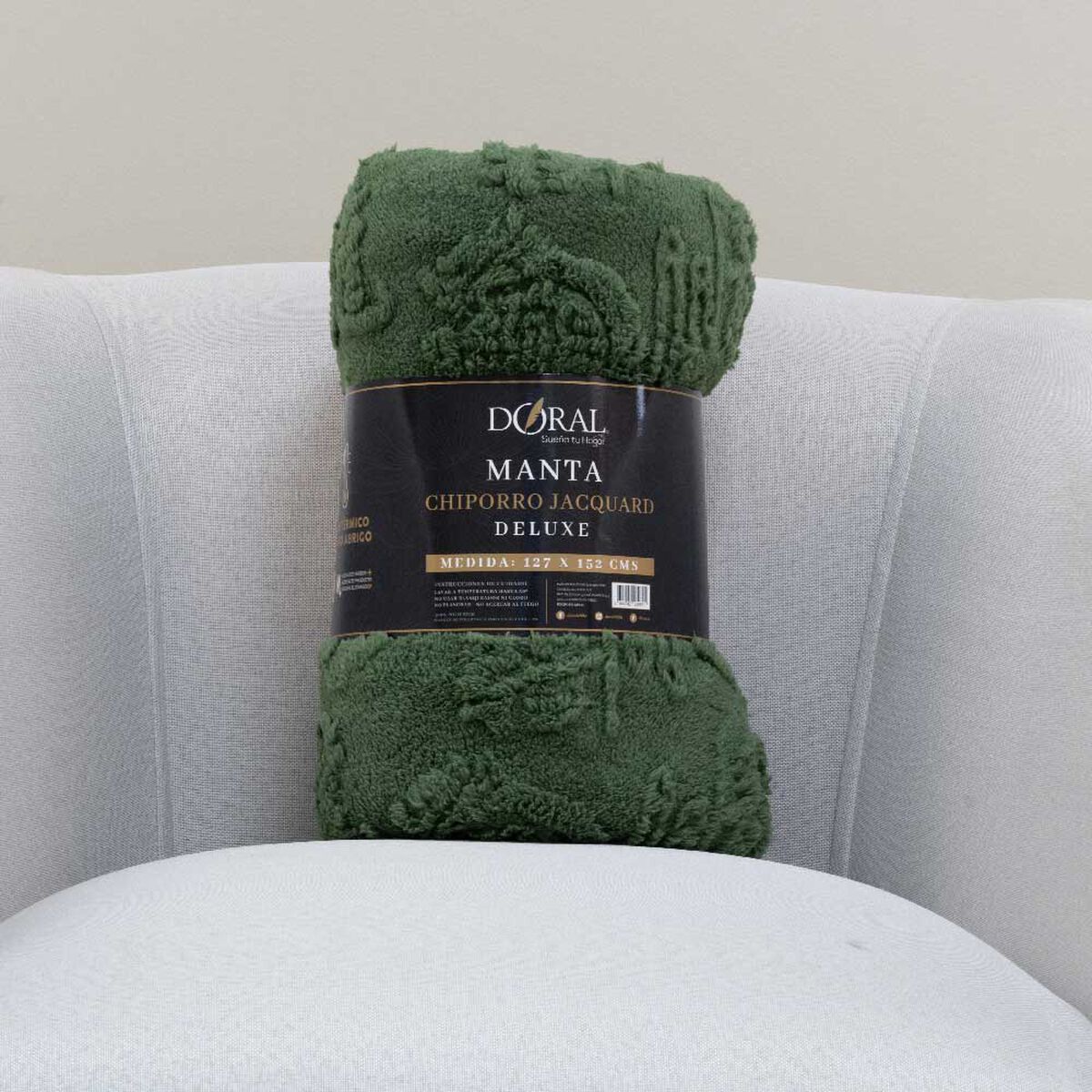 Manta Doral Chiporro Jacquard 127x152 cm Verde Olivo