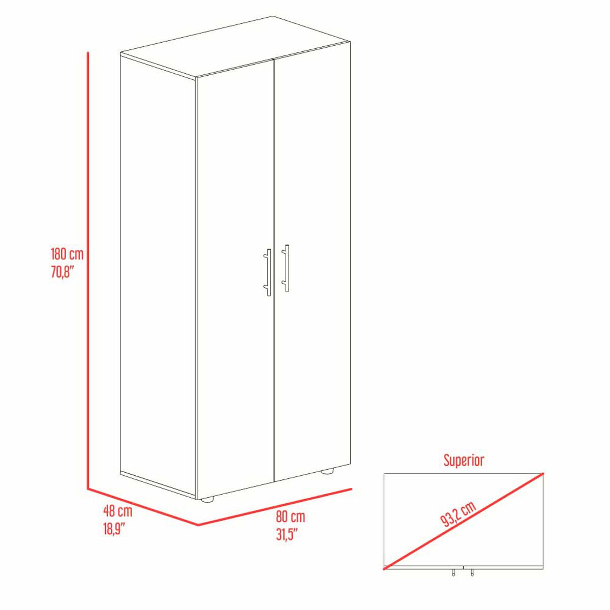 Closet Tuhome Tera 2 Puertas Fresno Europeo-Wengue