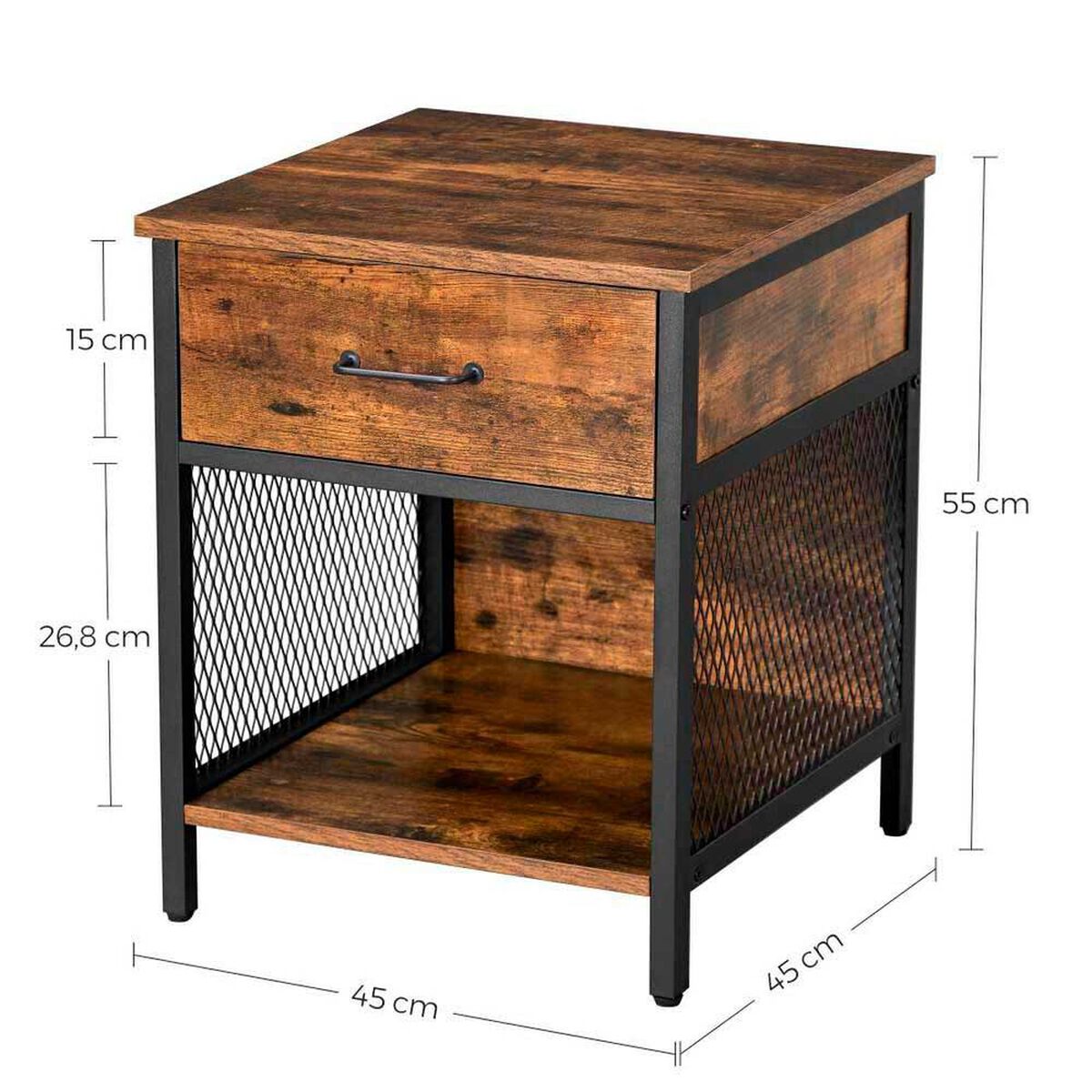 Velador TuHome Metalwood 1 Caj&oacute;n